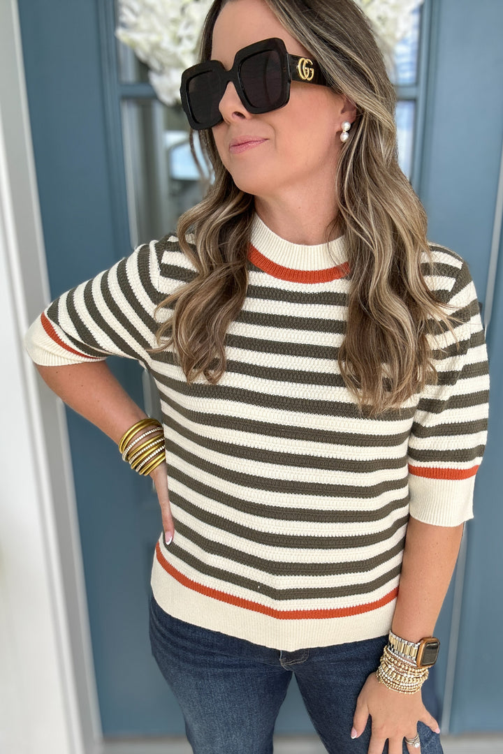 THML: On The Line Stripe Sweater - Green