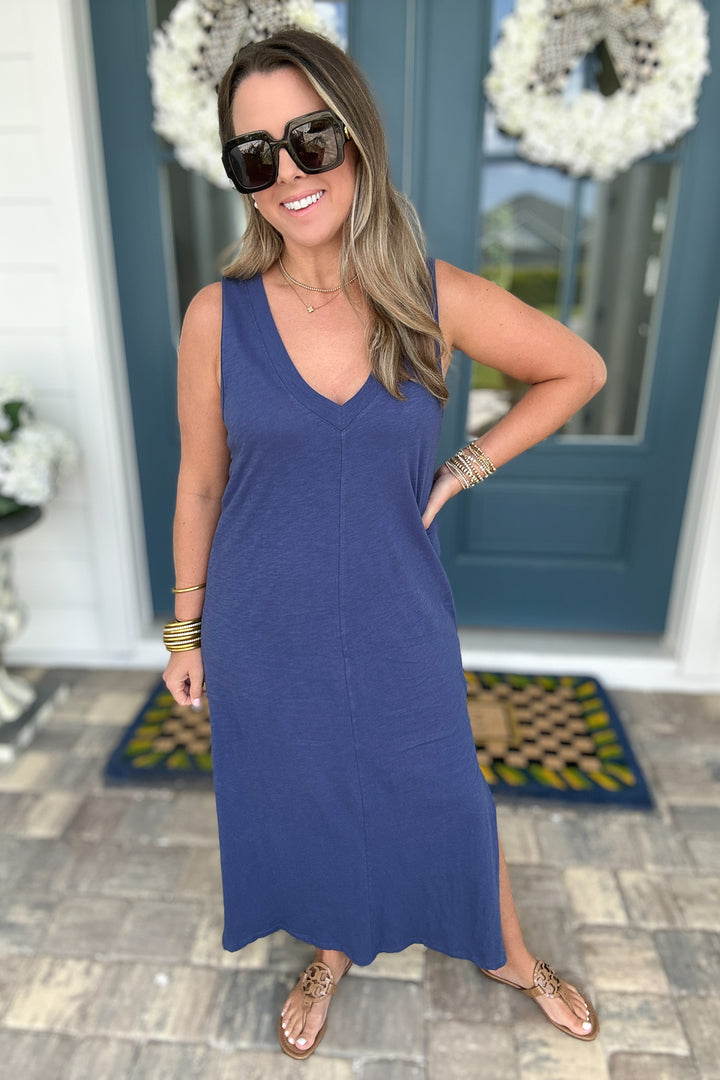 Z Supply: Palisades Midi Dress -  Yacht Blue