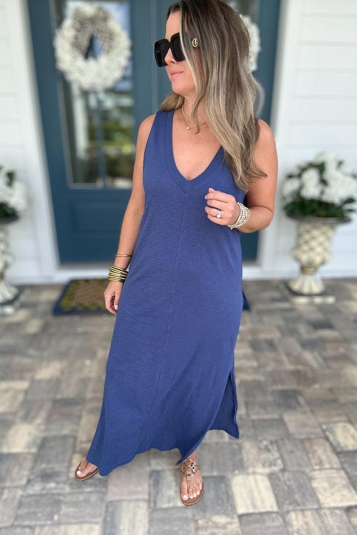Z Supply: Palisades Midi Dress -  Yacht Blue