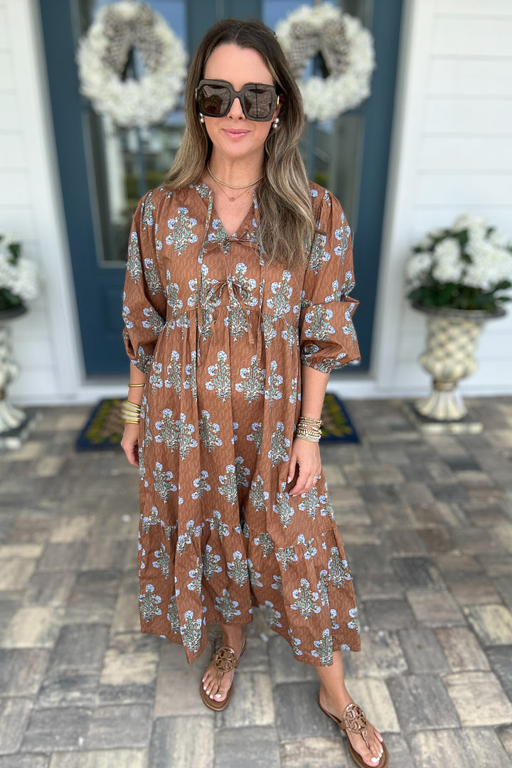 Autumn Meadow Bow Maxi Dress