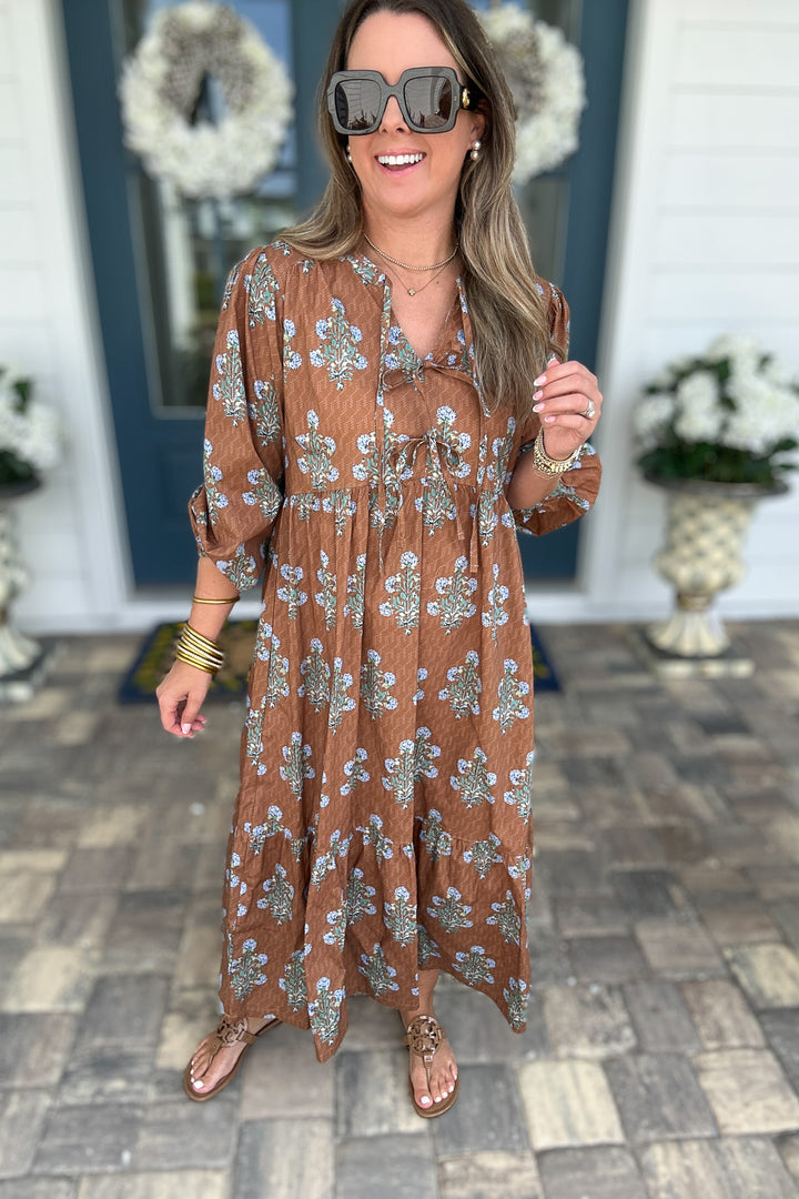 Autumn Meadow Bow Maxi Dress