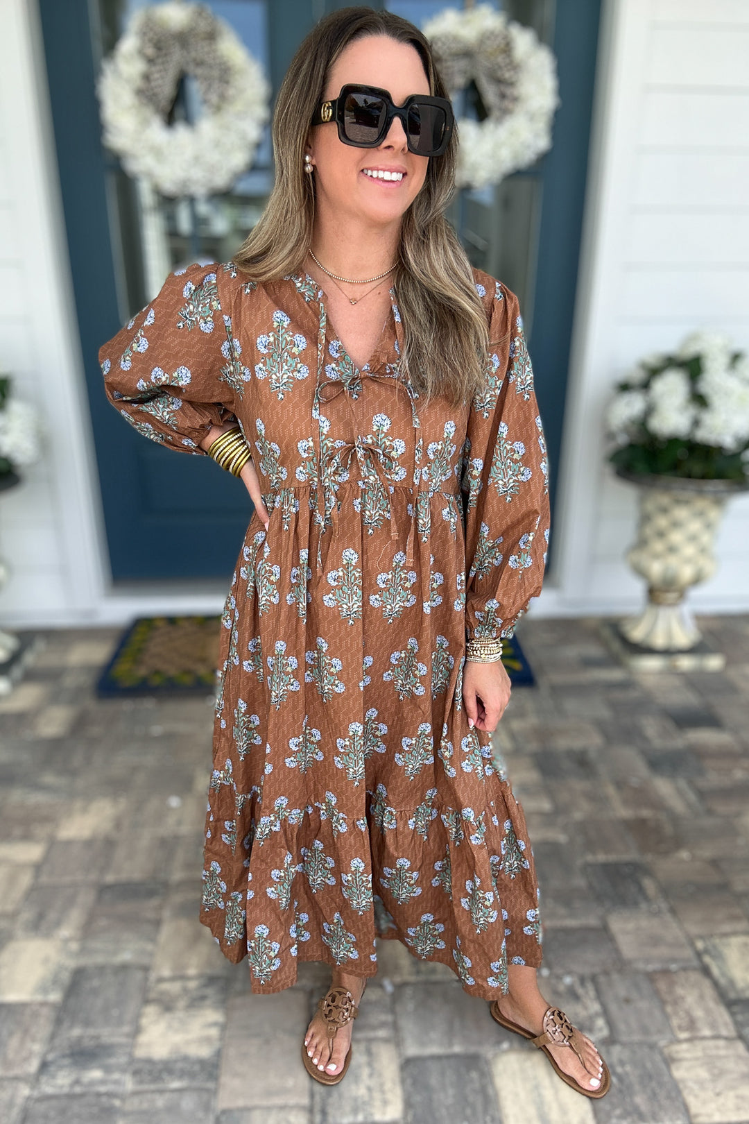 Autumn Meadow Bow Maxi Dress