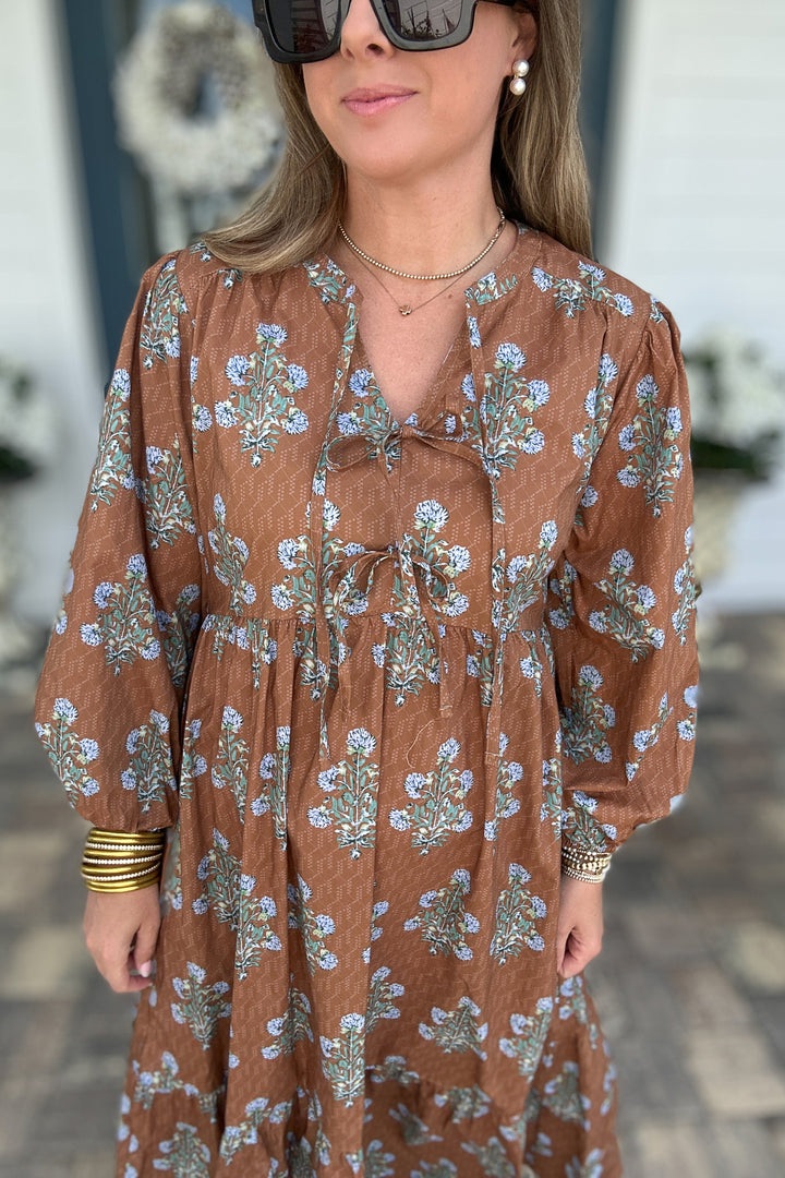 Autumn Meadow Bow Maxi Dress