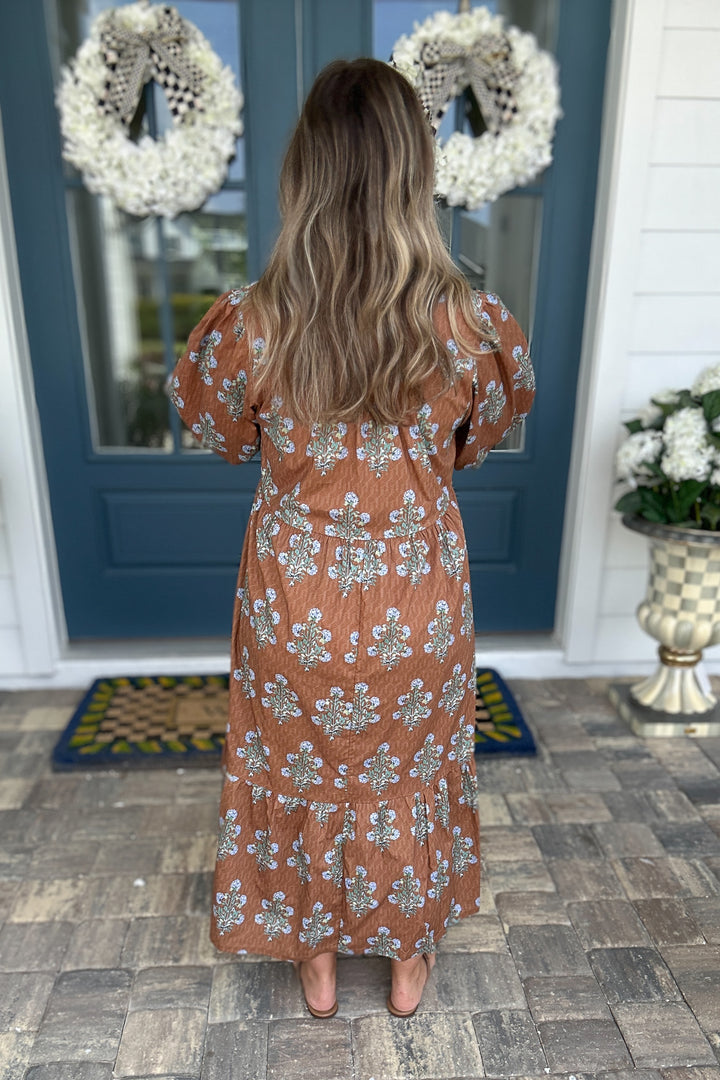 Autumn Meadow Bow Maxi Dress