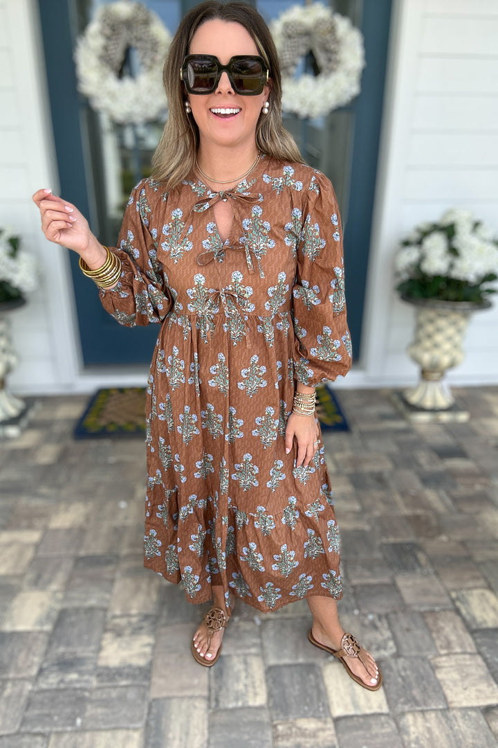 Autumn Meadow Bow Maxi Dress