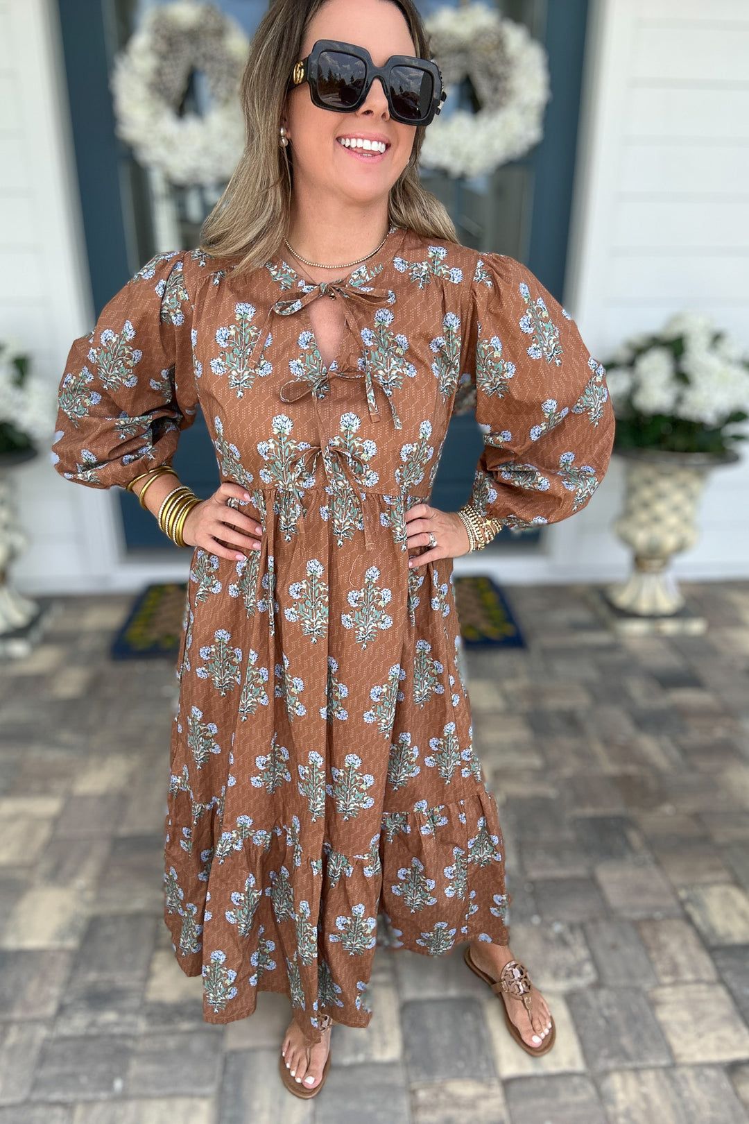Autumn Meadow Bow Maxi Dress