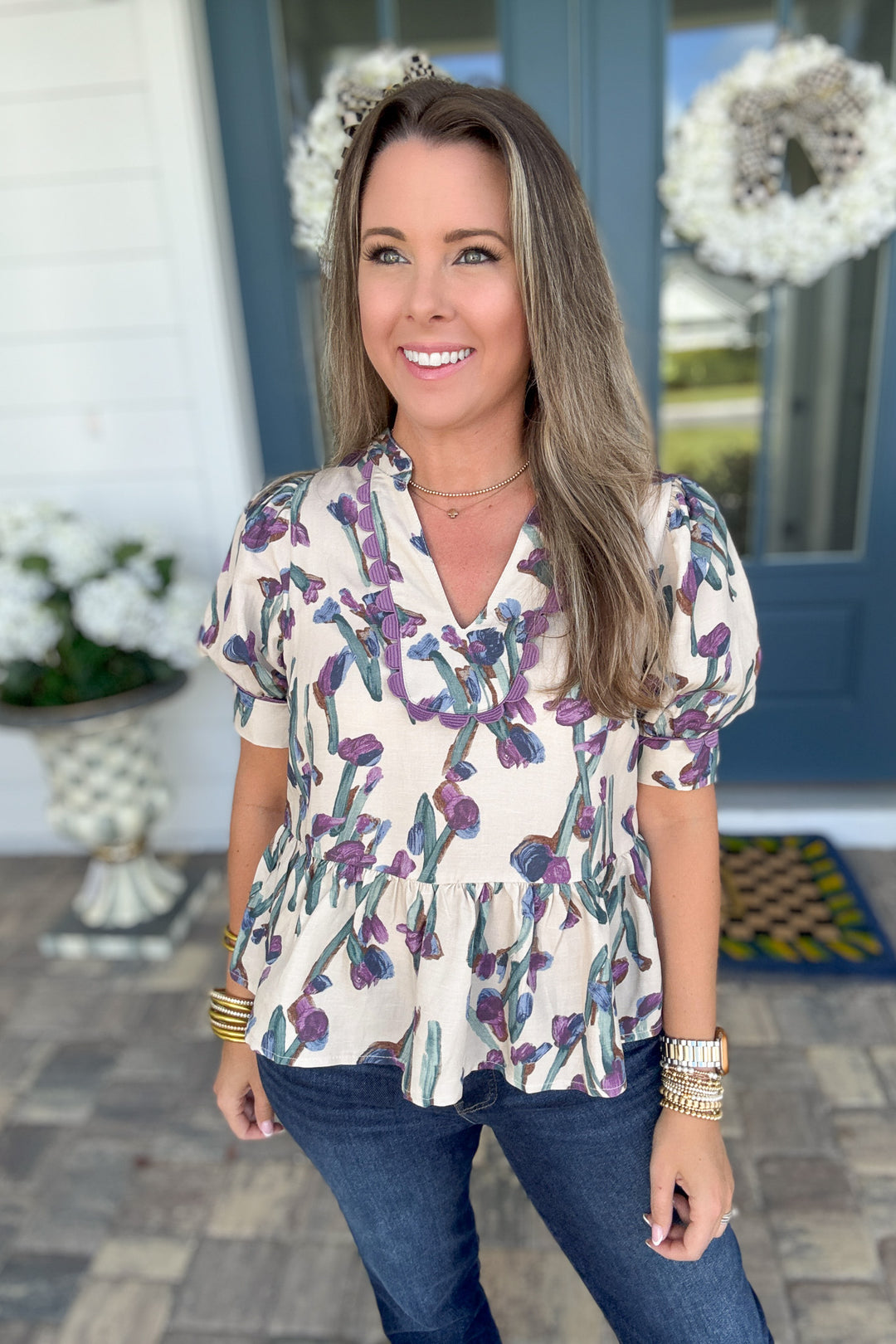 Made For More Floral Top - Cream