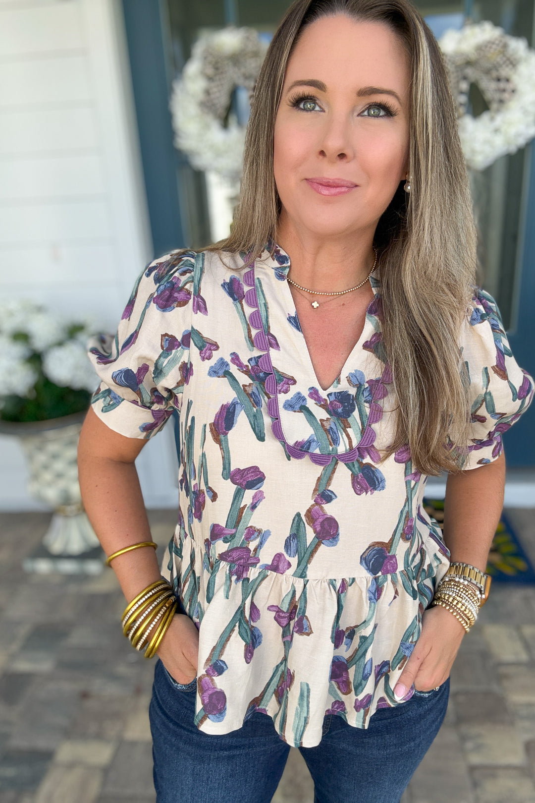 Made For More Floral Top - Cream