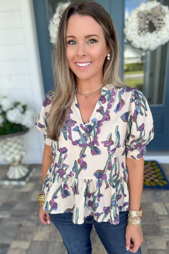 Made For More Floral Top - Cream