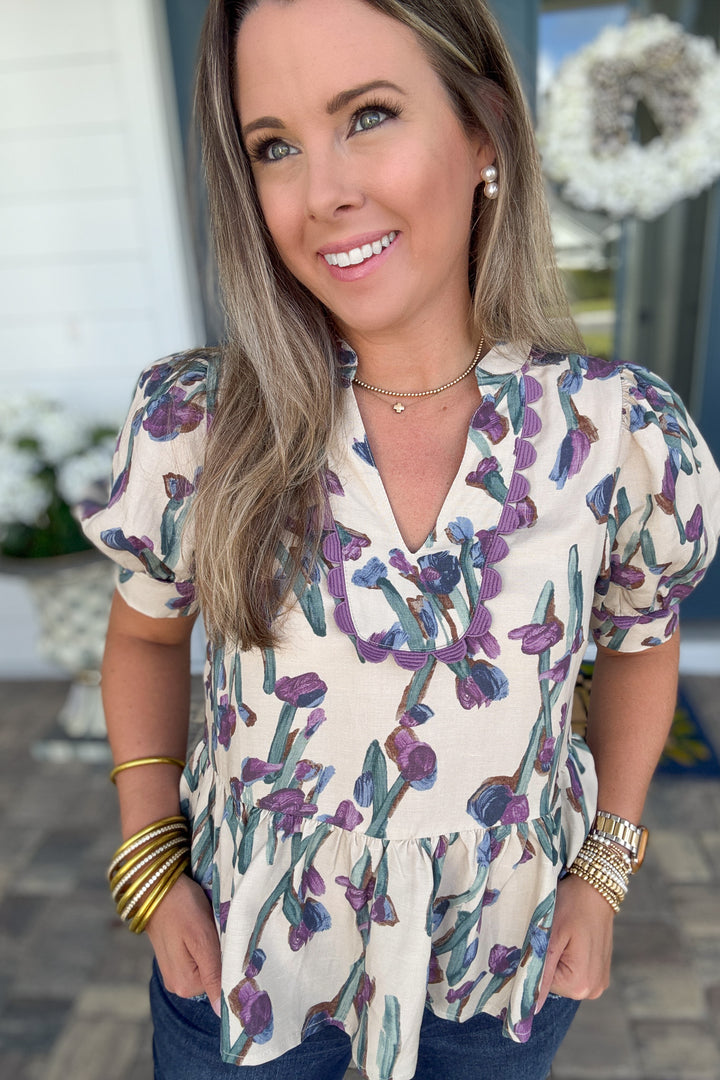 Made For More Floral Top - Cream