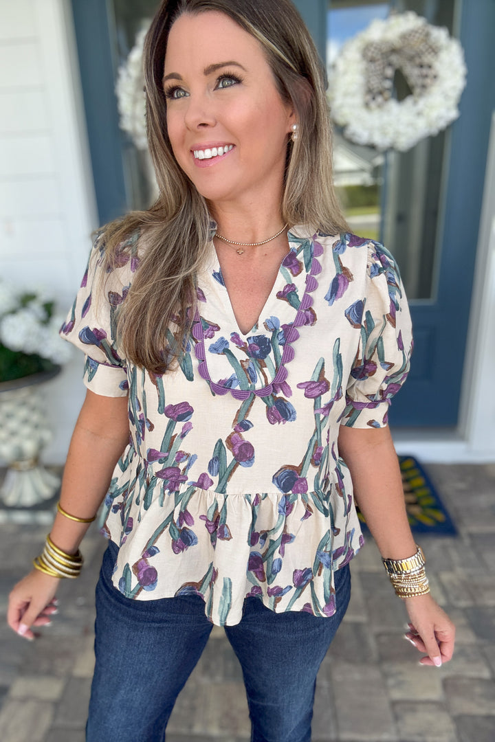 Made For More Floral Top - Cream