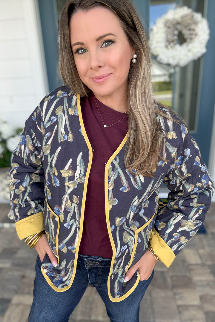 Cozy Navy Art Work Jacket
