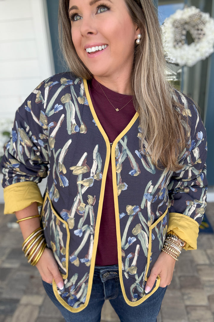 Cozy Navy Art Work Jacket