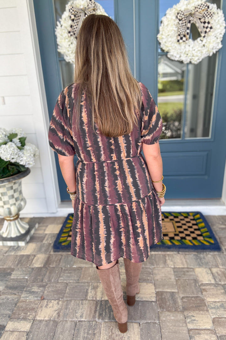 THML: Autumn Ember Tiered Mini Dress