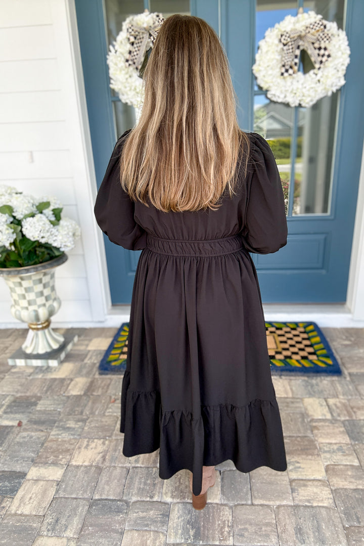 Main Character Moment Midi Dress - Black Leopard