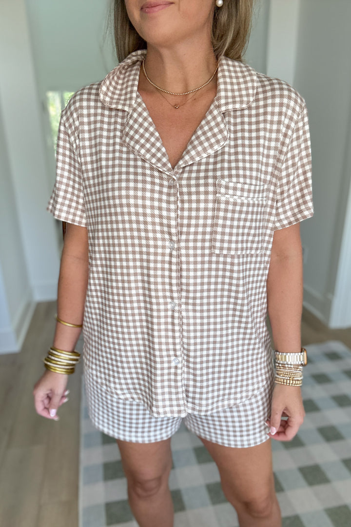 Z Supply: Maddie Gingham Short - Iced Coffee