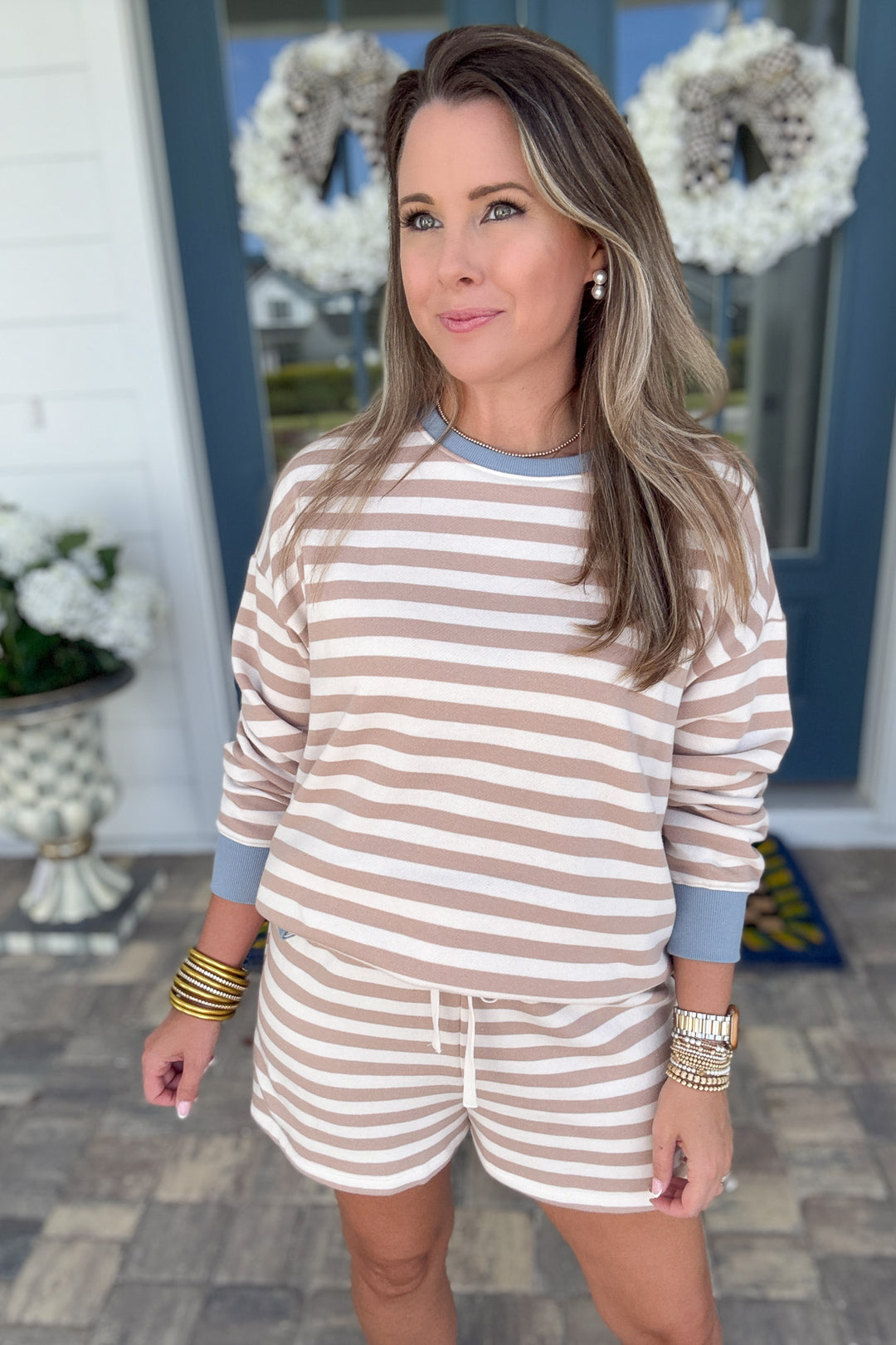 Z Supply: Layer Up Stripe Sweatshirt Evening Sand