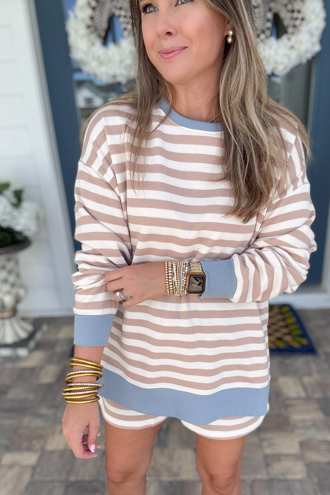 Z Supply: Layer Up Stripe Sweatshirt Evening Sand