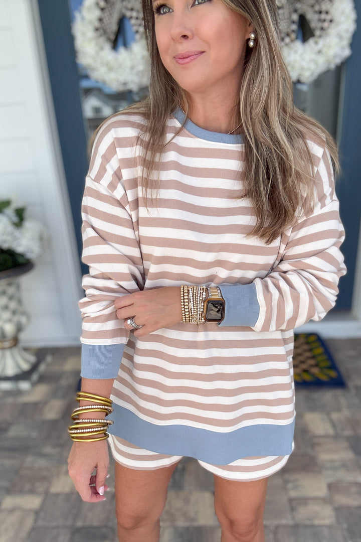 Z Supply: Layer Up Stripe Sweatshirt Evening Sand
