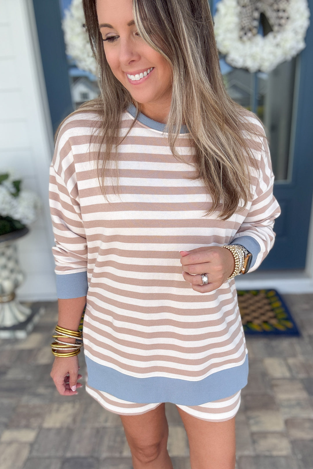 Z Supply: Layer Up Stripe Sweatshirt Evening Sand