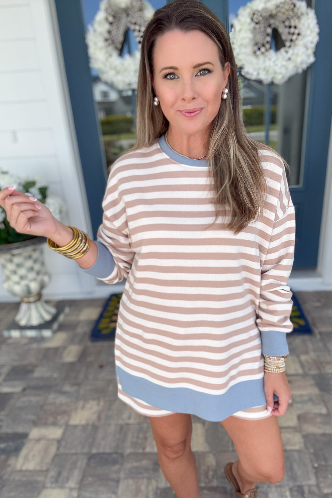 Z Supply: Layer Up Stripe Sweatshirt Evening Sand
