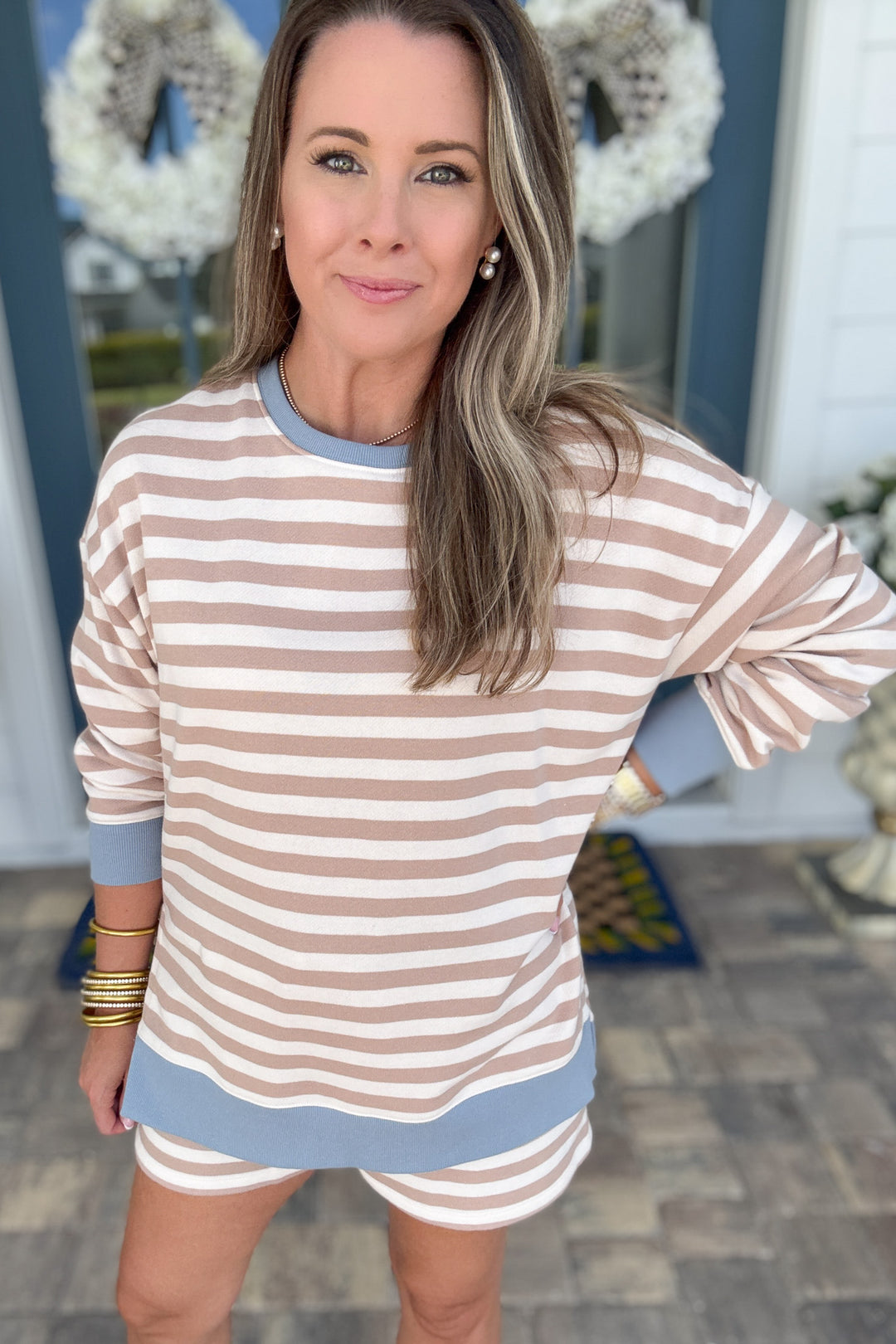 Z Supply: Layer Up Stripe Sweatshirt Evening Sand