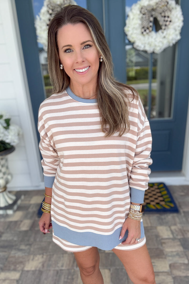 Z Supply: Layer Up Stripe Sweatshirt Evening Sand