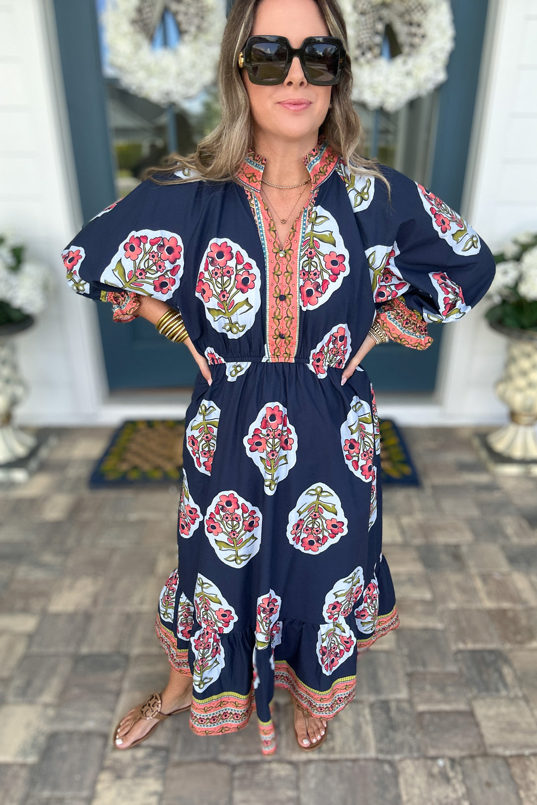 Where My Girls At Midi Dress - Navy