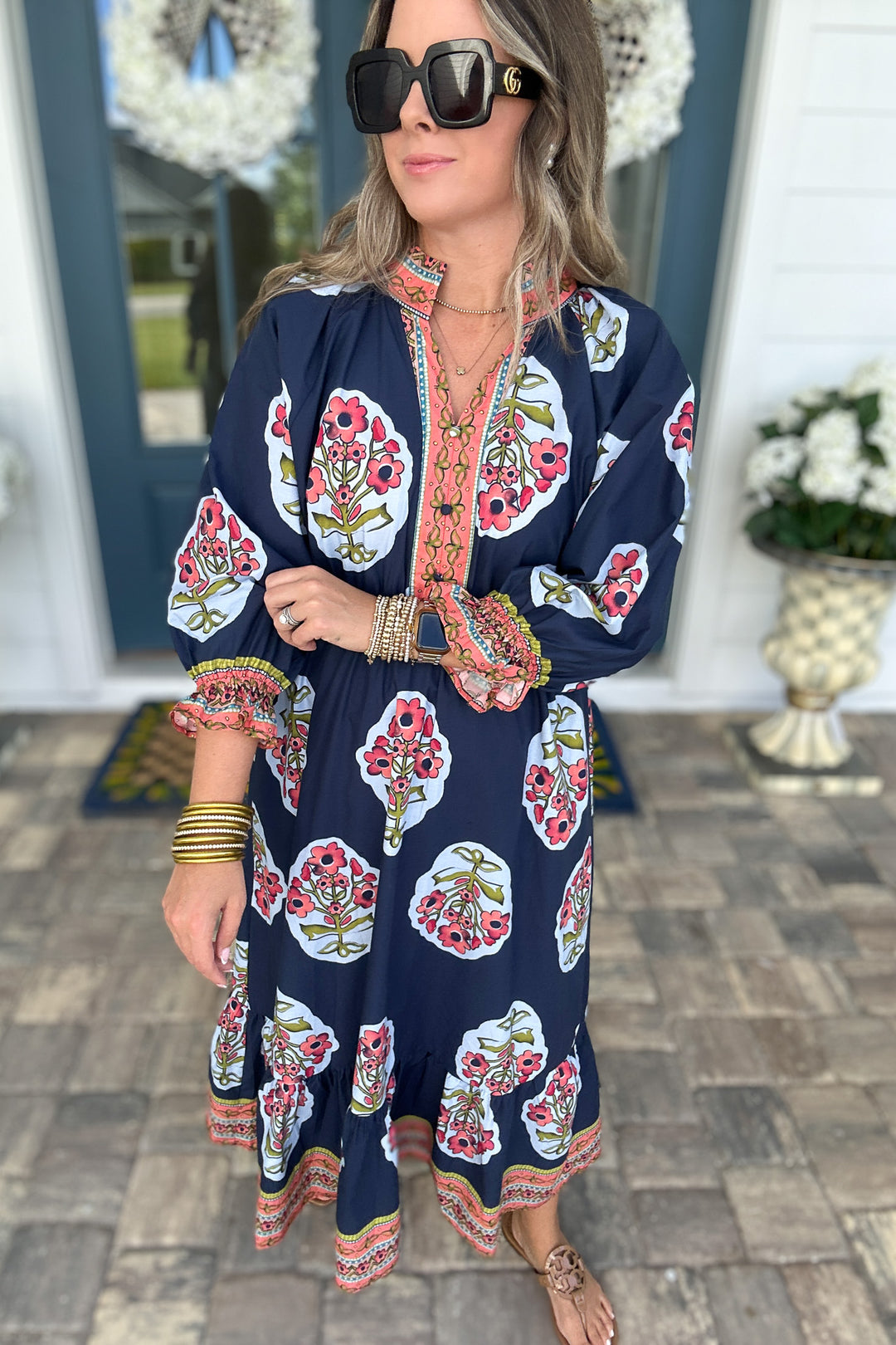 Where My Girls At Midi Dress - Navy