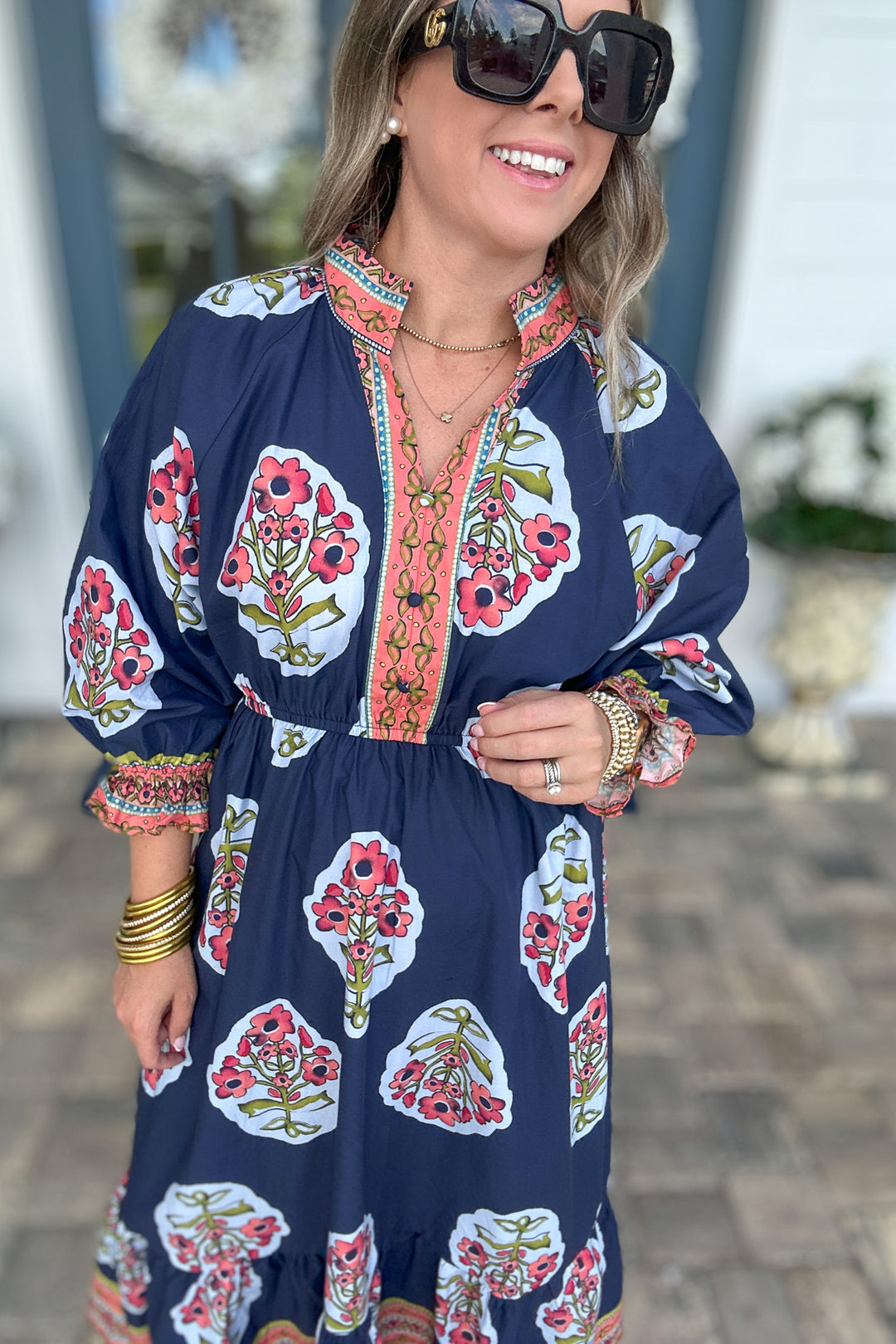 Where My Girls At Midi Dress - Navy