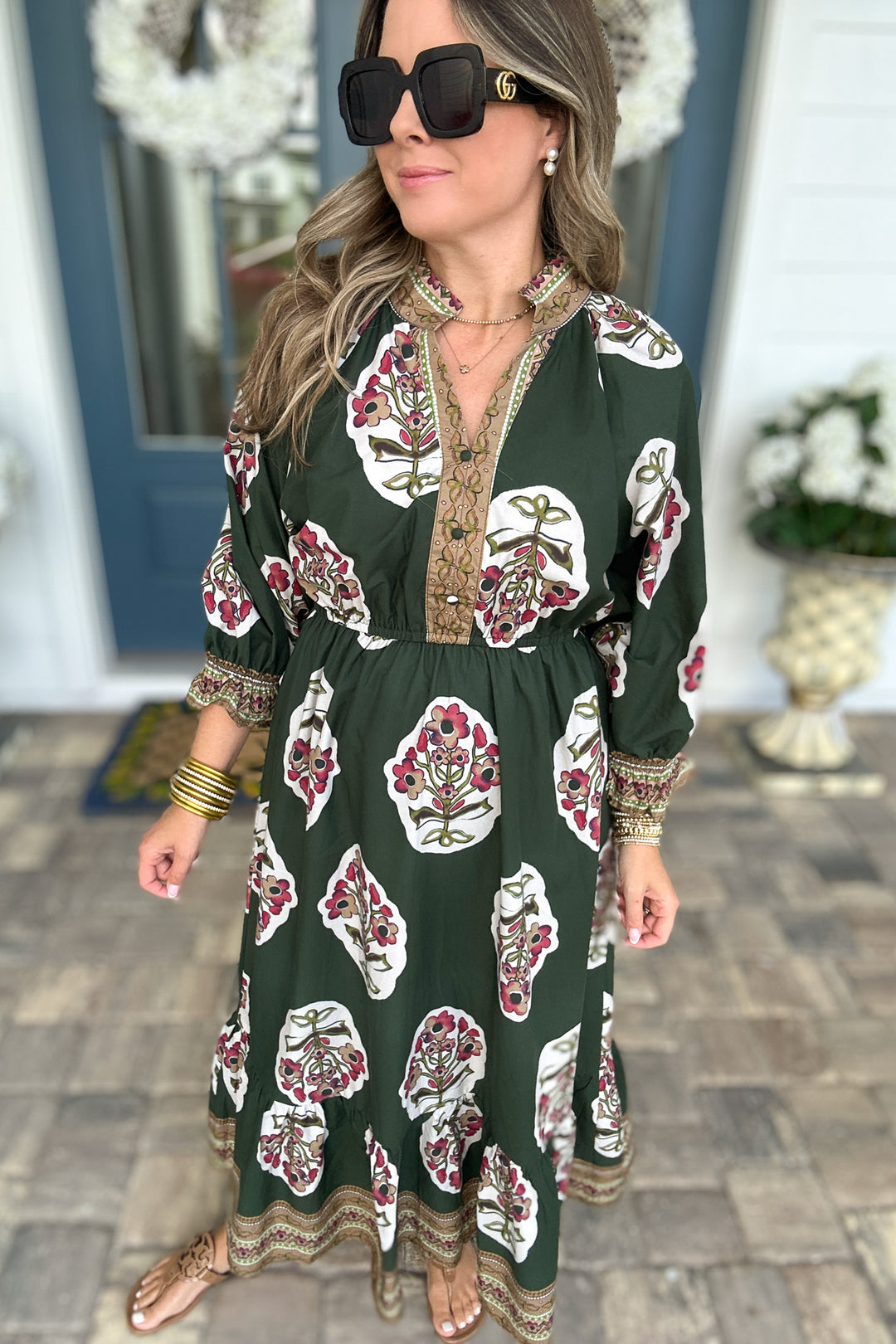 Where My Girls At Midi Dress - Hunter Green