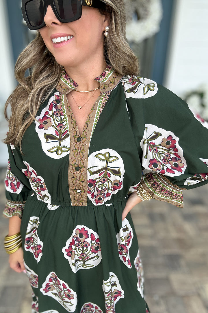 Where My Girls At Midi Dress - Hunter Green