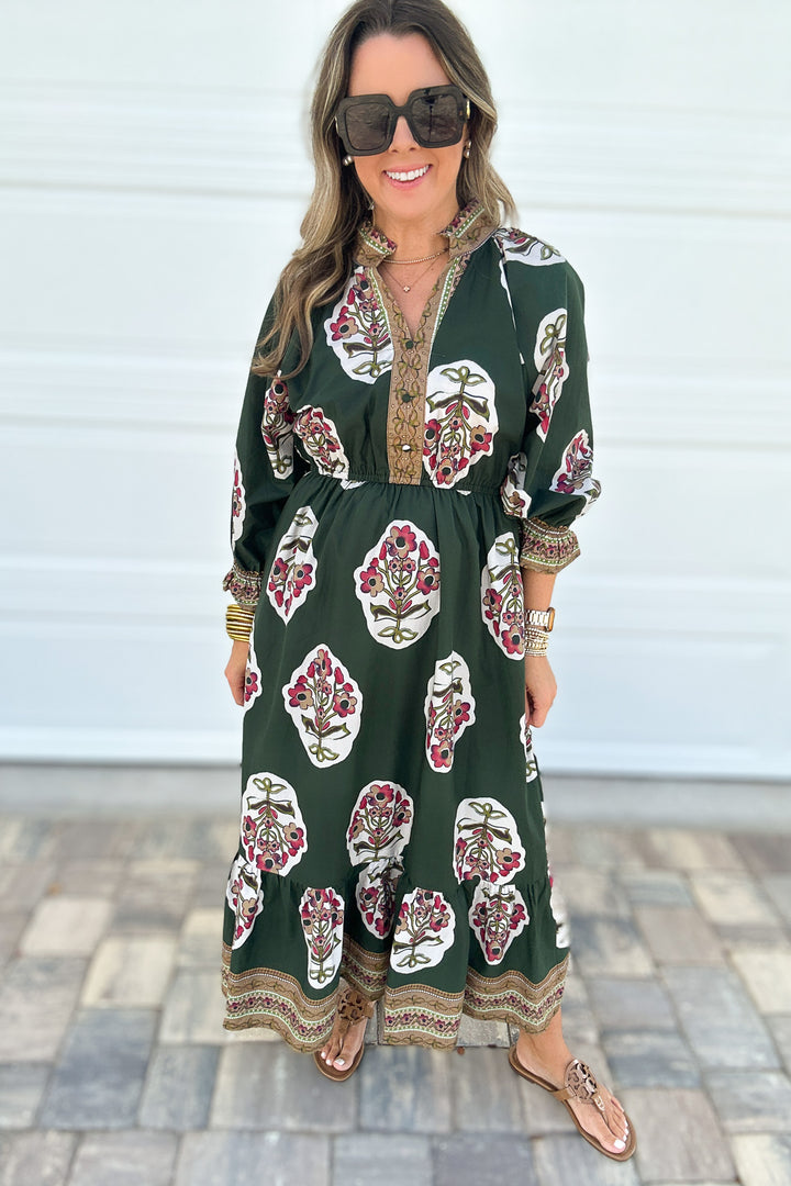 Where My Girls At Midi Dress - Hunter Green
