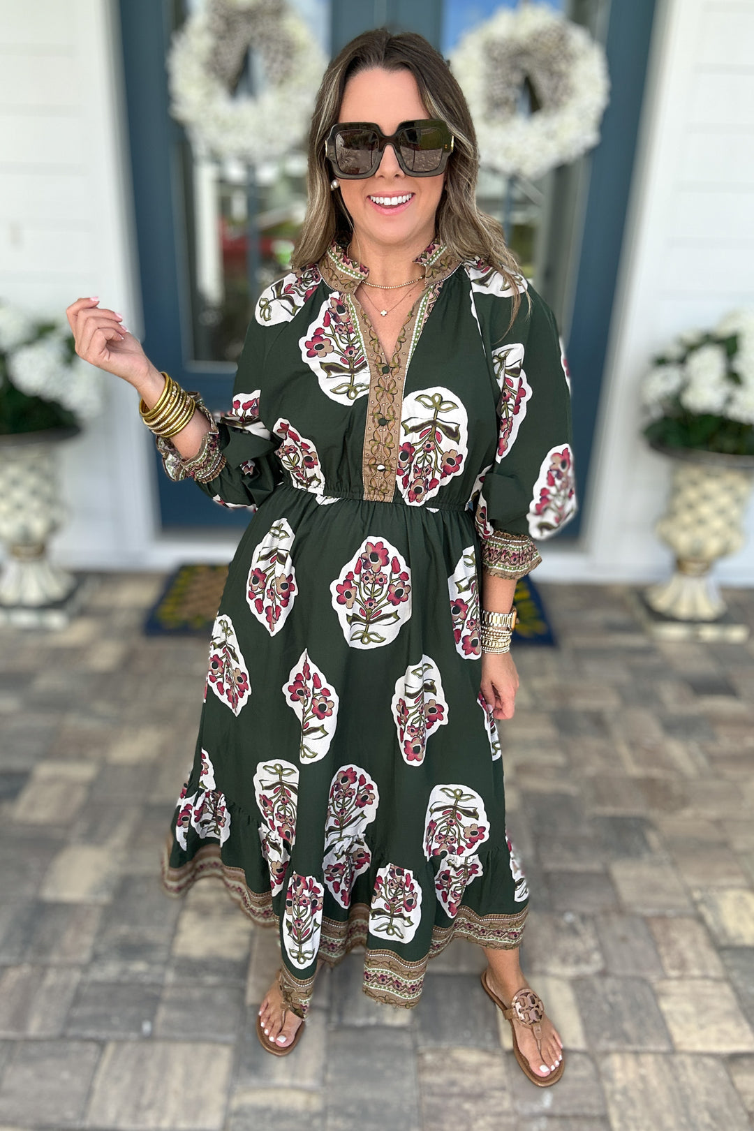 Where My Girls At Midi Dress - Hunter Green