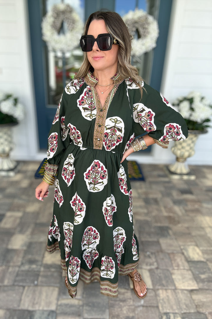 Where My Girls At Midi Dress - Hunter Green
