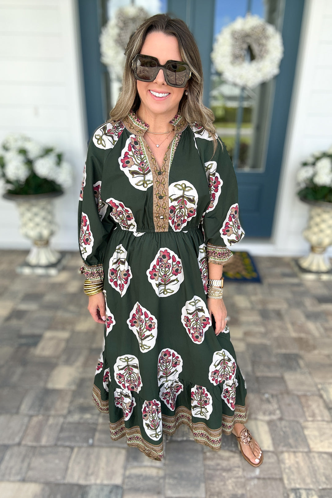 Where My Girls At Midi Dress - Hunter Green