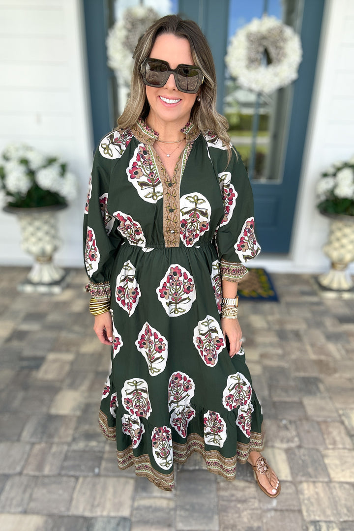 Where My Girls At Midi Dress - Hunter Green
