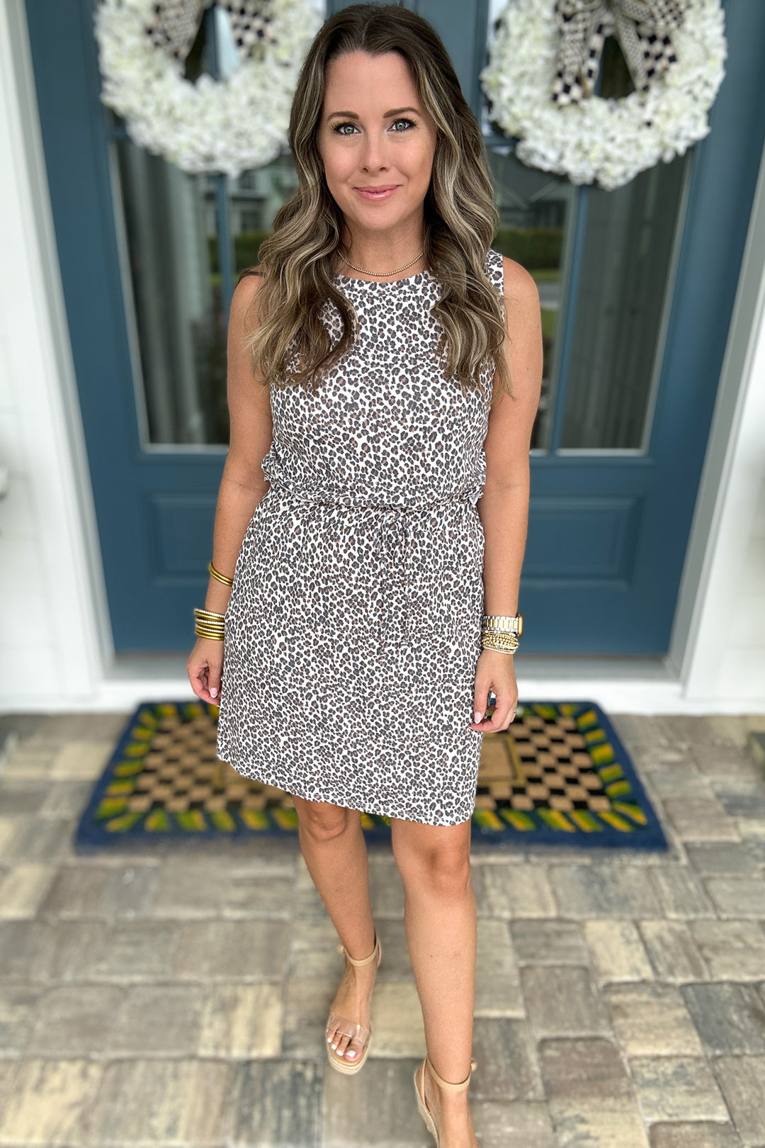 Duuuval Leopard Print Sleeveless Dress