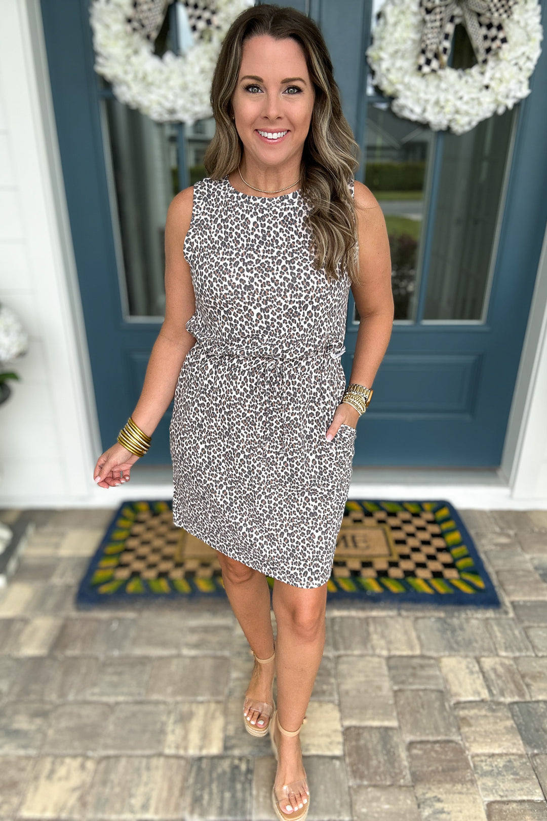 Duuuval Leopard Print Sleeveless Dress