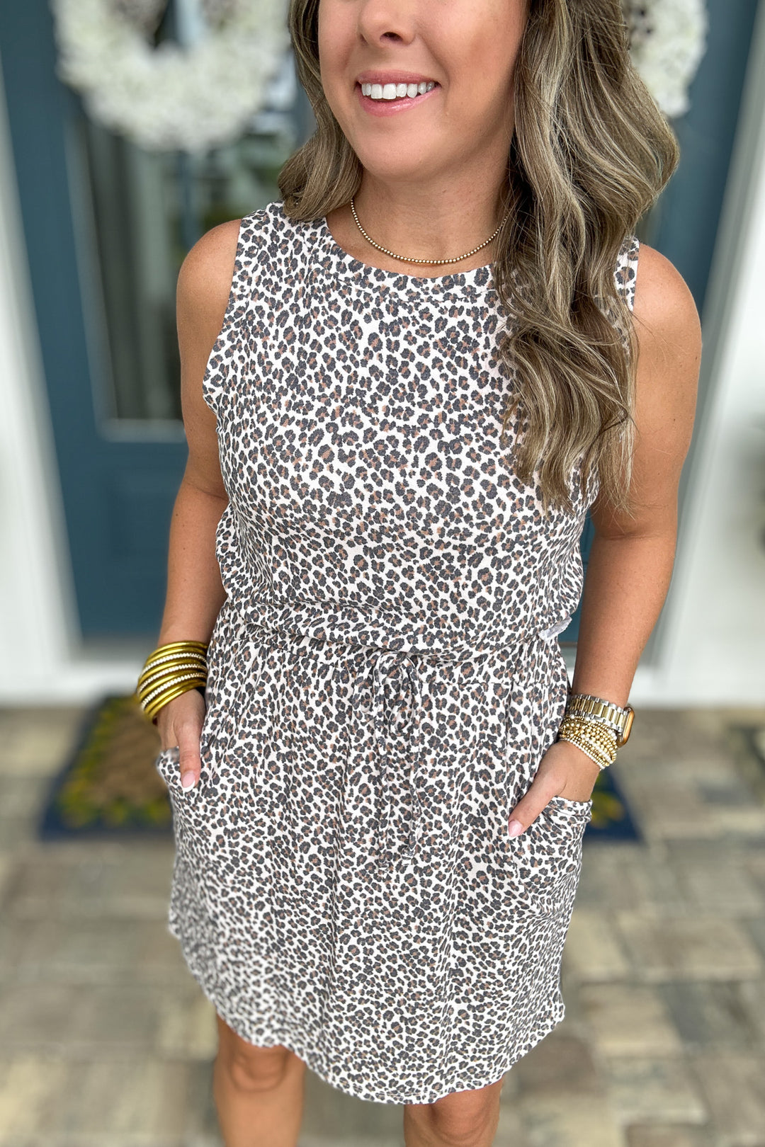 Duuuval Leopard Print Sleeveless Dress