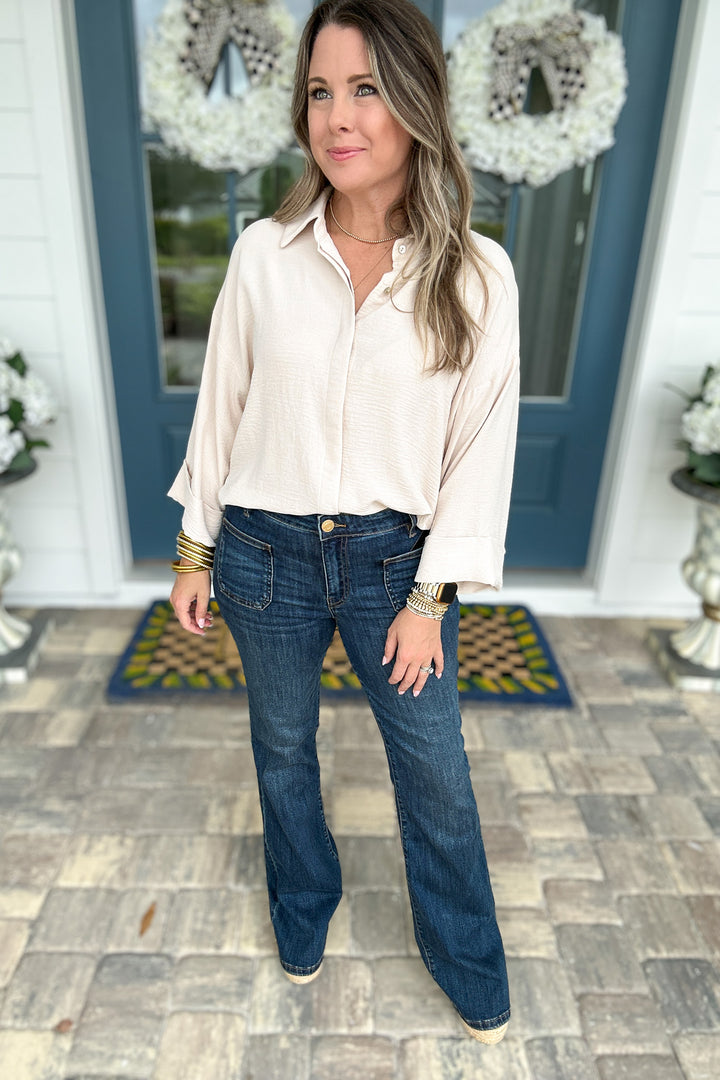 KUT: ANA FLARE WITH PATCH POCKETS - DEDUCTIVE