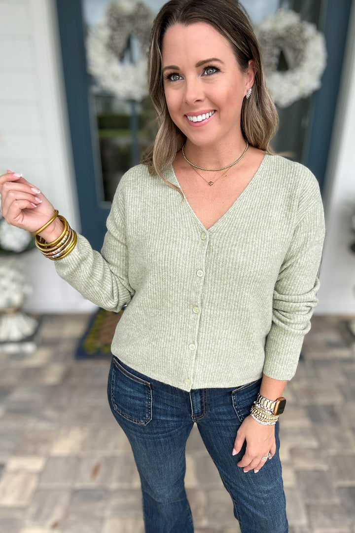 Z Supply: Emile V-Neck Cardigan - Bay Leaf