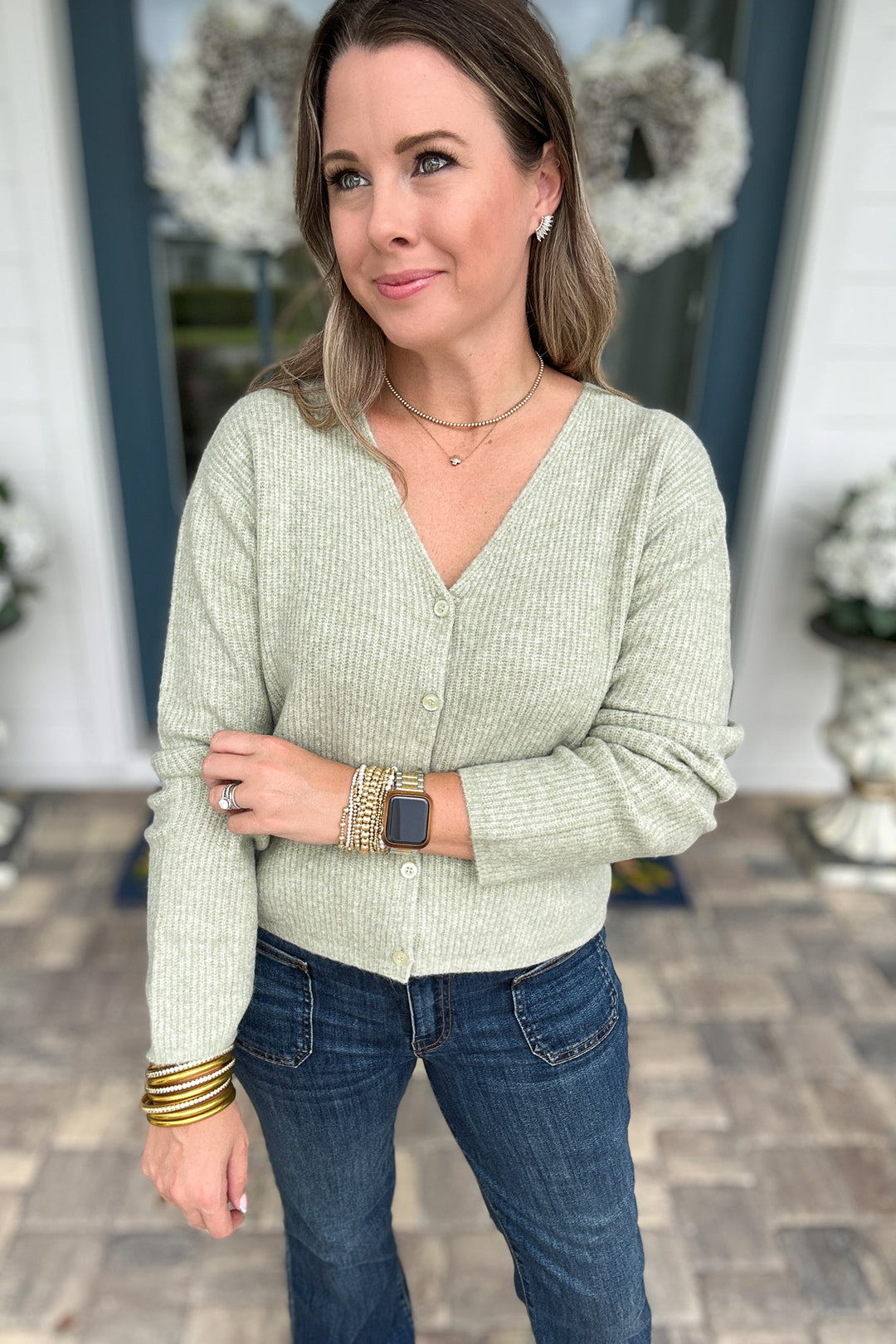 Z Supply: Emile V-Neck Cardigan - Bay Leaf