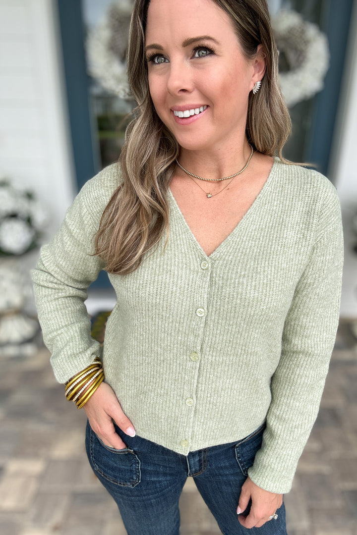 Z Supply: Emile V-Neck Cardigan - Bay Leaf