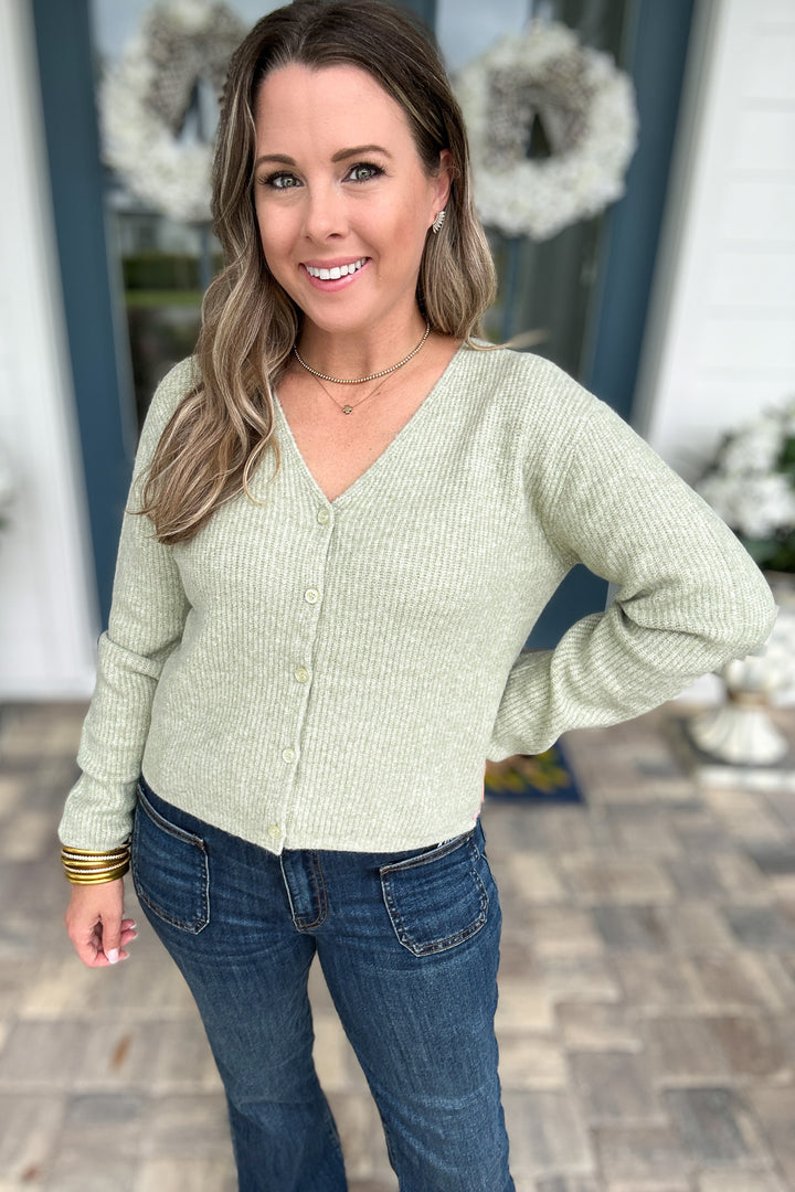 Z Supply: Emile V-Neck Cardigan - Bay Leaf