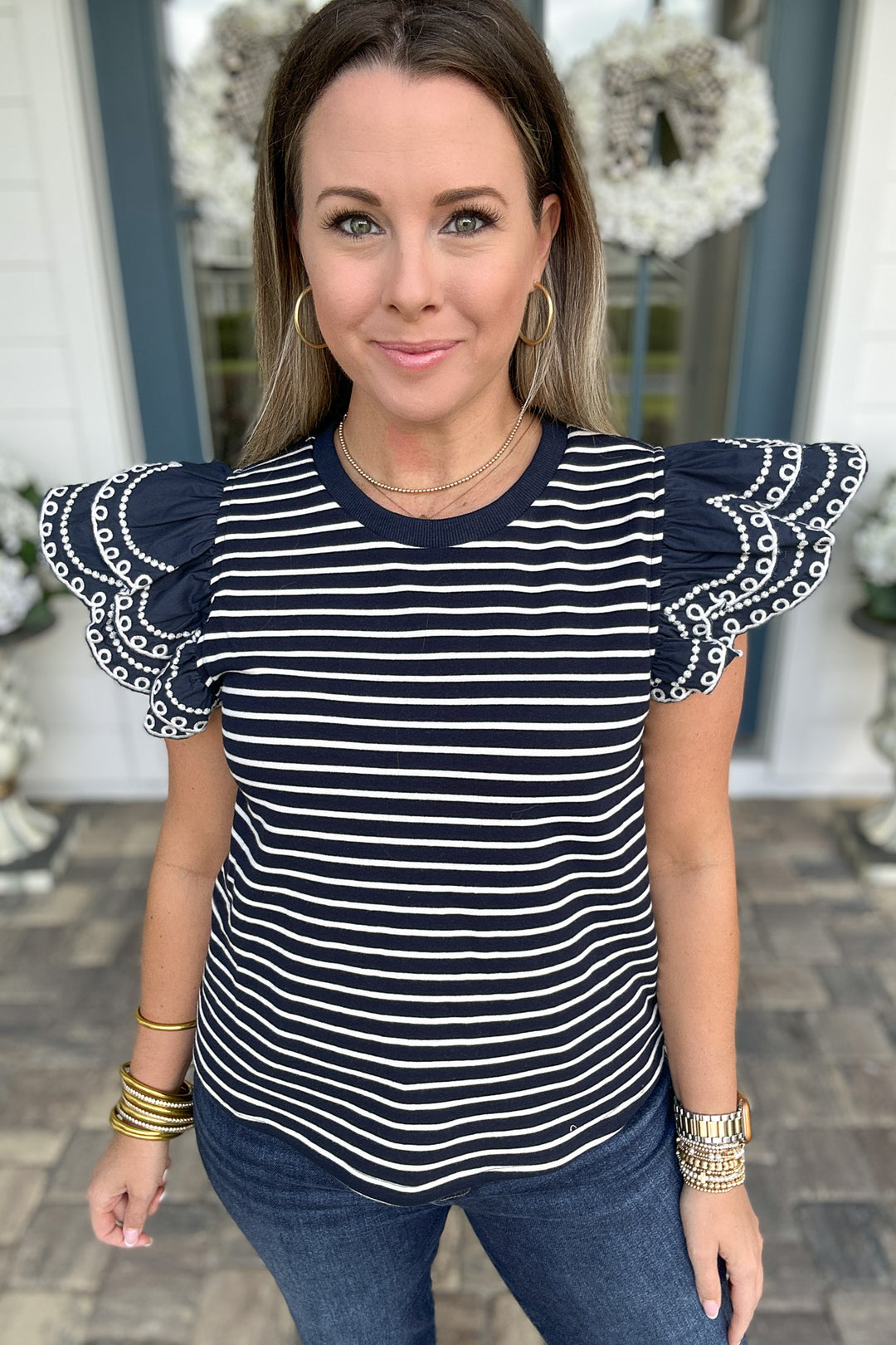 Pretty Does It Stripe Top - Navy