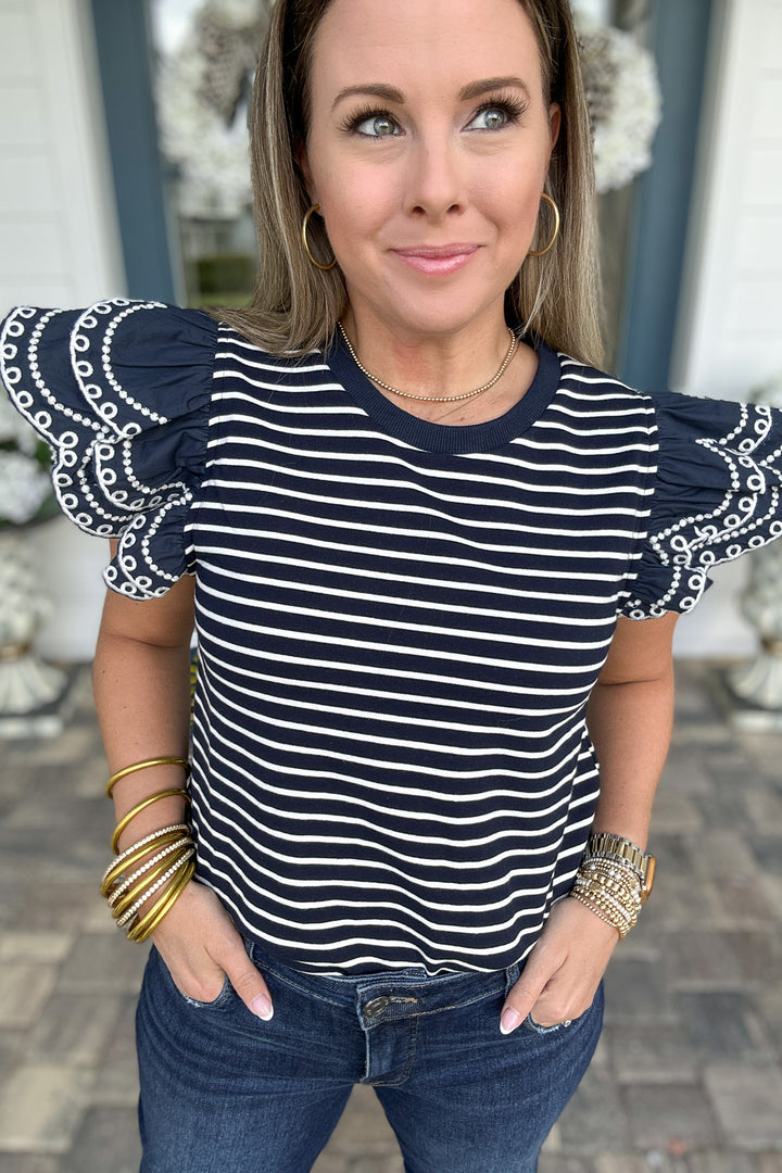 Pretty Does It Stripe Top - Navy