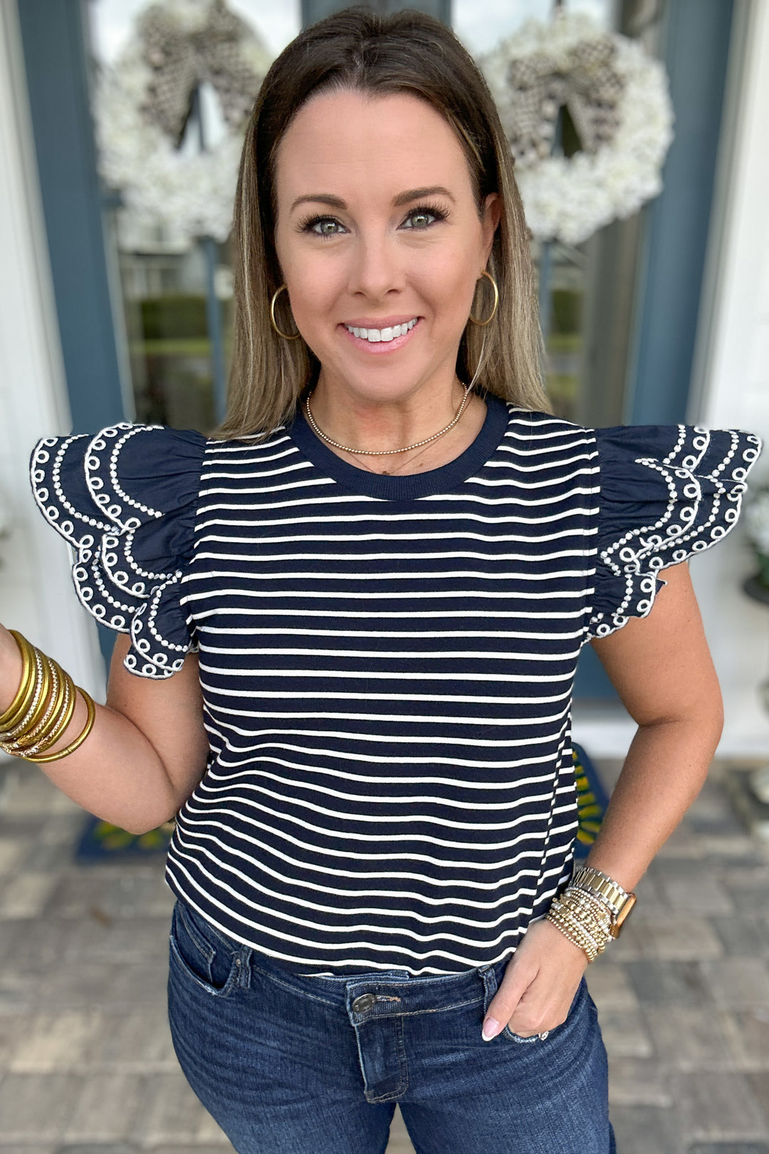Pretty Does It Stripe Top - Navy