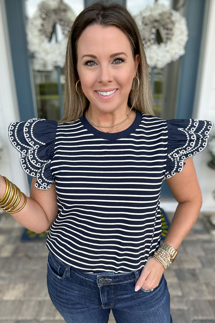 Pretty Does It Stripe Top - Navy