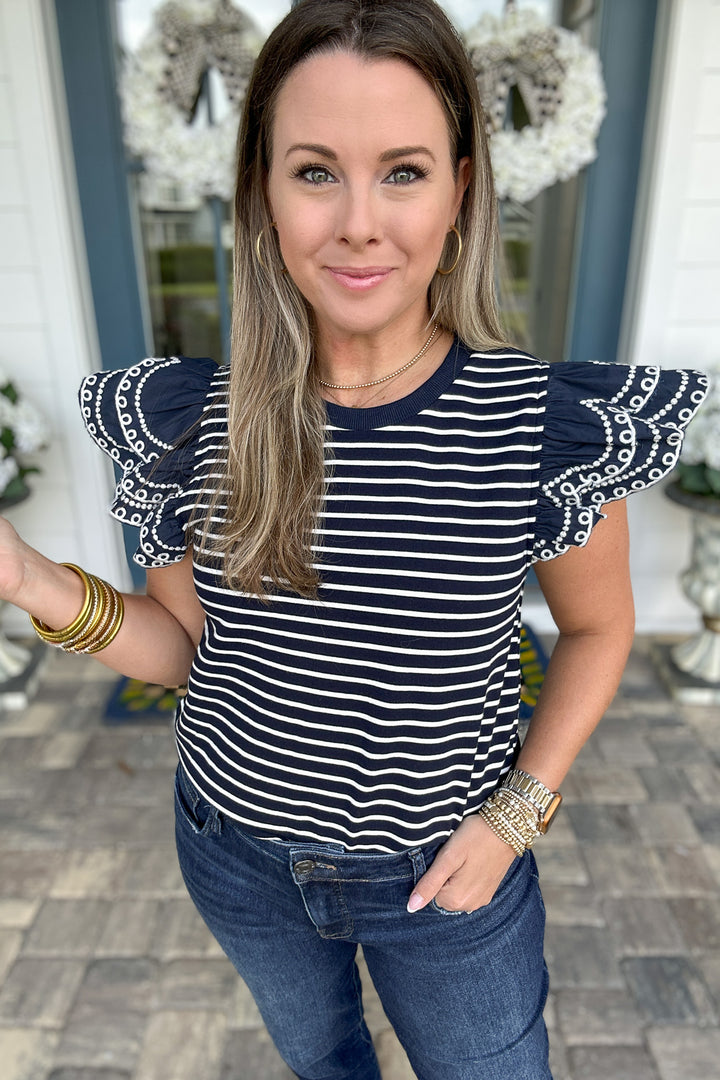 Pretty Does It Stripe Top - Navy